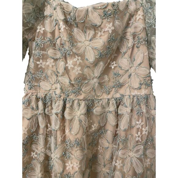 NWT In February Tulle Floral Midi Dress Large Embroidery Overlay Ethereal Fairy - Picture 11 of 13